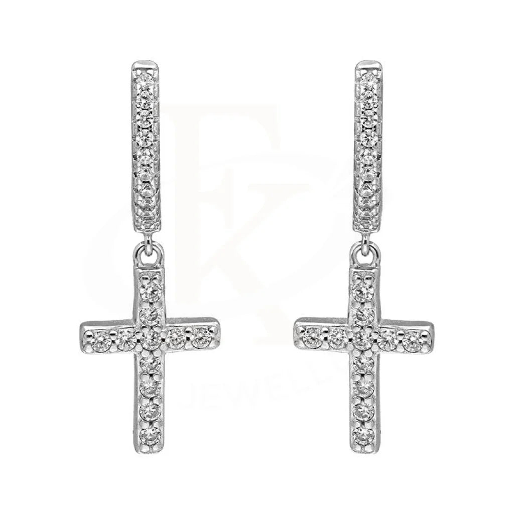 Italian Silver 925 Cross Drop Earrings - Fkjernsl2481