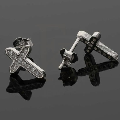 Sterling Silver 925 Cross Stud Earrings - Fkjernsl2930