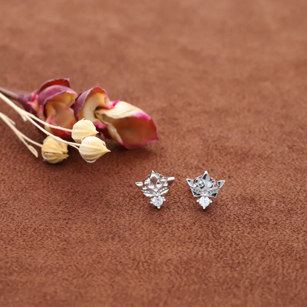 Sterling Silver 925 Crown Shaped Earrings - Fkjernsl8031