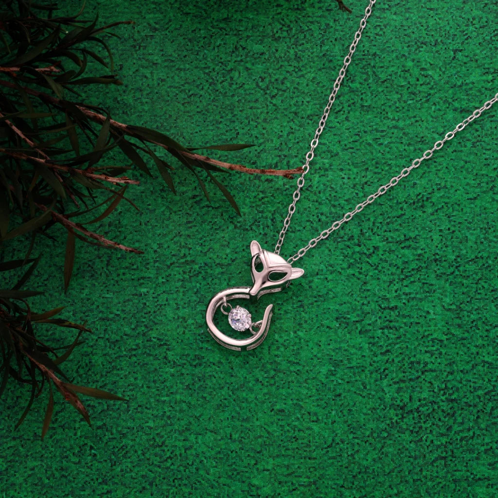 Sterling Silver 925 Crystal Animal Fox Necklace - Fkjnklsl8592 Necklaces