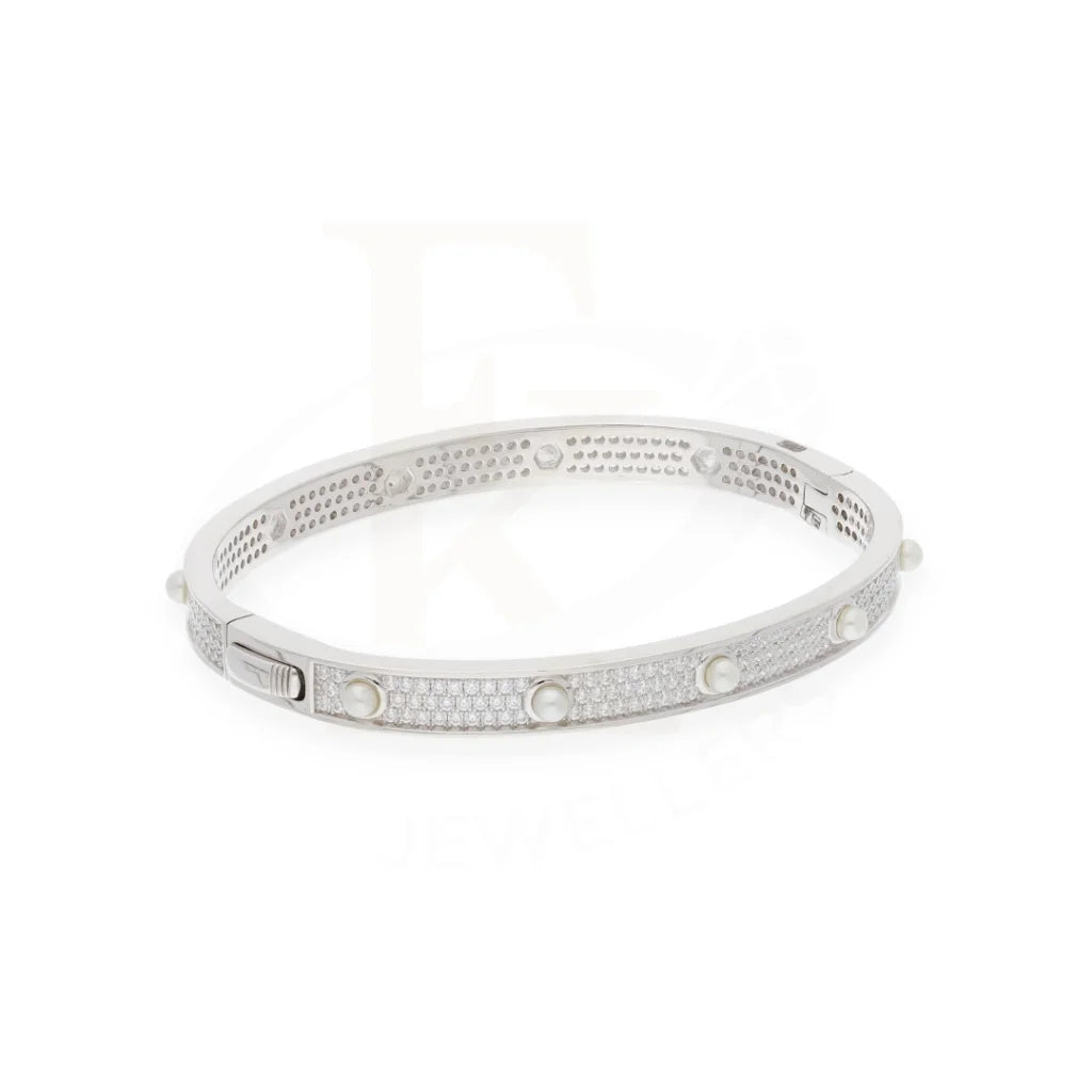 Sterling Silver 925 Cubic Zirconia Decor Bangle - Fkjbngsl7922 Bangles