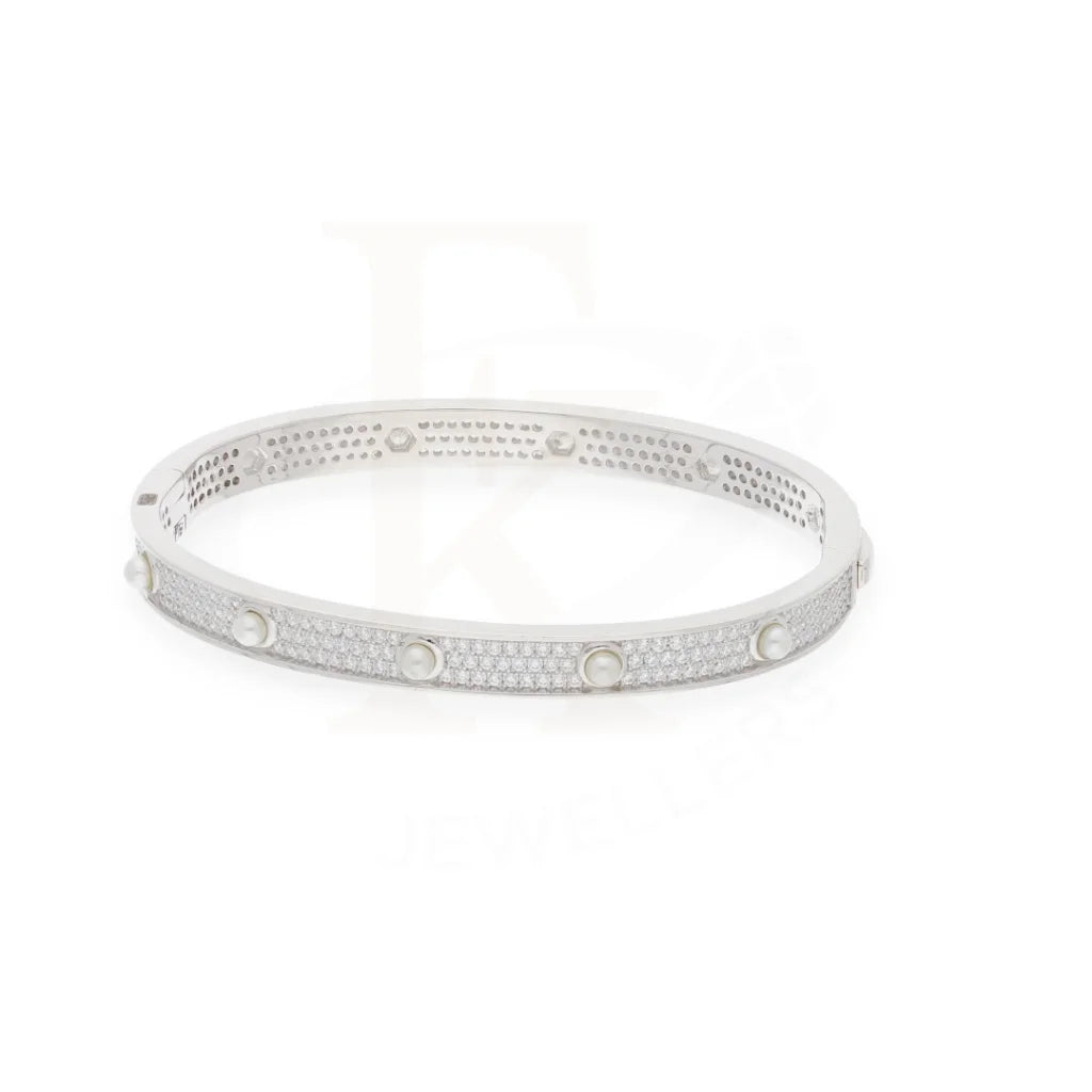 Sterling Silver 925 Cubic Zirconia Decor Bangle - Fkjbngsl7922 Bangles