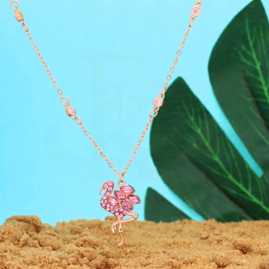 Sterling Silver 925 Delicate Rhinestone Pink Flamingo Bird Necklace - Fkjnklsl5882 Necklaces