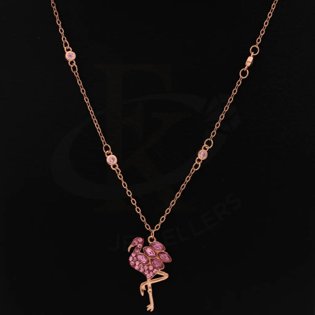 Sterling Silver 925 Delicate Rhinestone Pink Flamingo Bird Necklace - Fkjnklsl5882 Necklaces