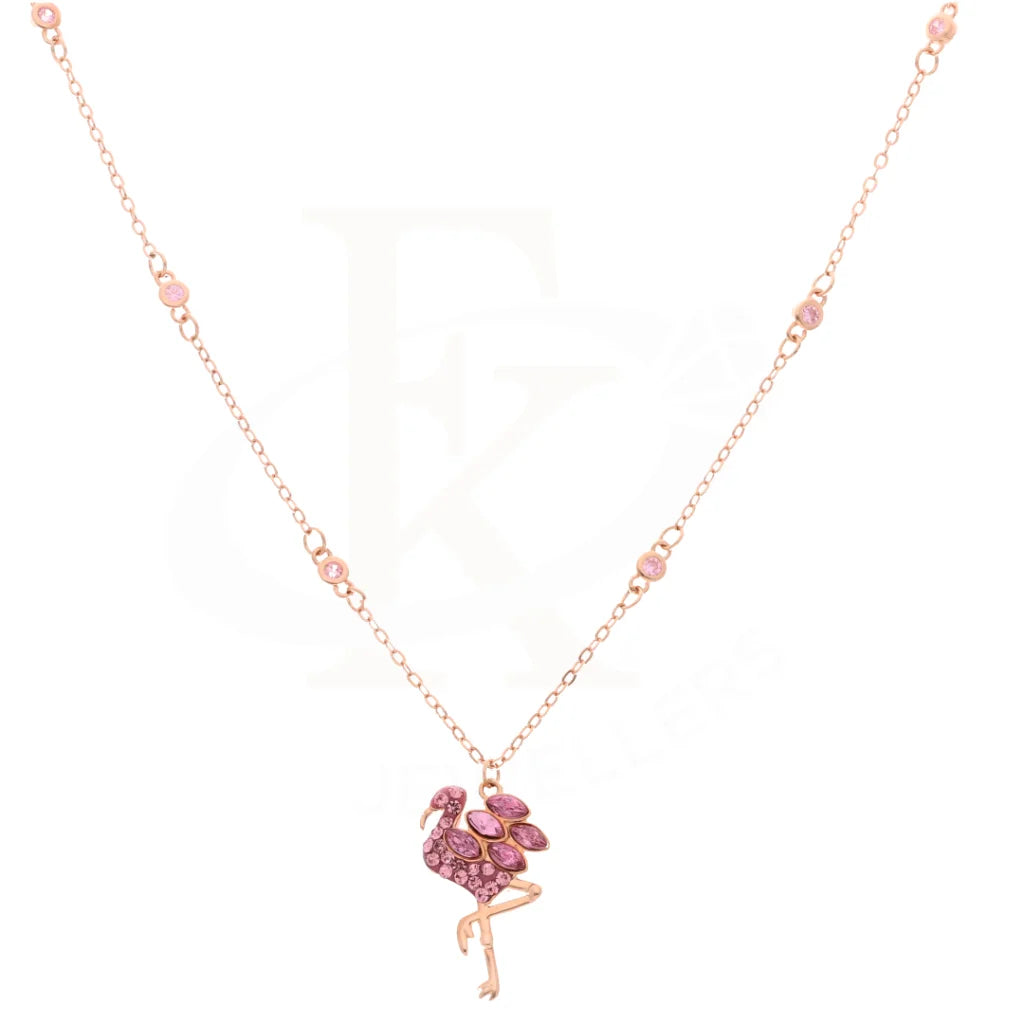 Sterling Silver 925 Delicate Rhinestone Pink Flamingo Bird Necklace - Fkjnklsl5882 Necklaces