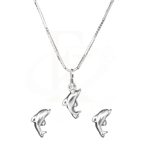 Italian Silver 925 Dolphin Pendant Set (Necklace And Earrings) - Fkjnklst1780 Sets