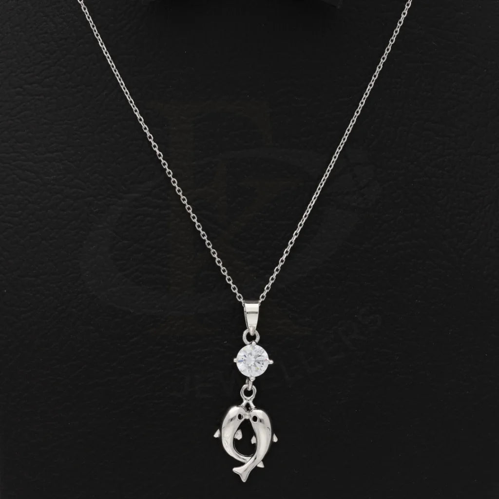 Sterling Silver 925 Dream Kissing Dolphins In Perfect Love - Fkjnklsl8593 Necklaces