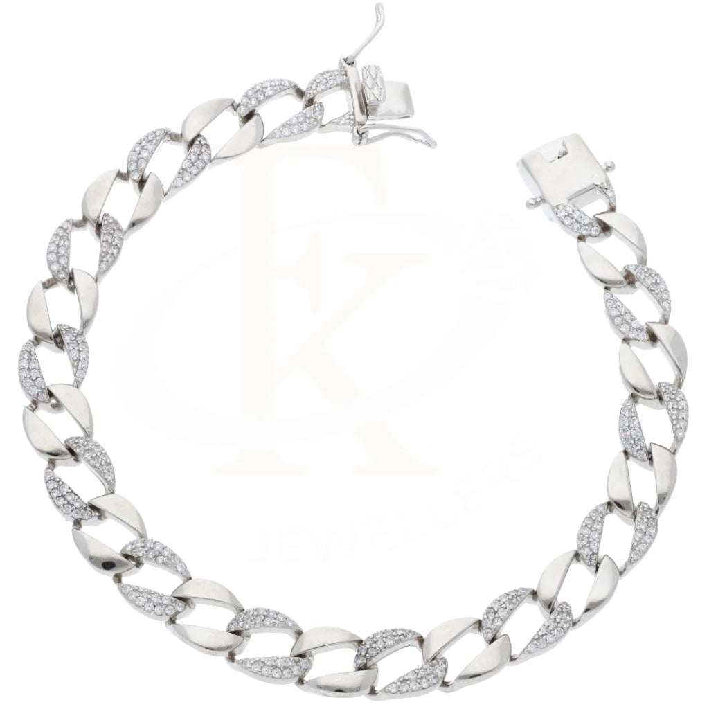 Sterling Silver 925 Embedded Cuban Hand Chain Bracelet - Fkjbrlsl8642 Bracelets