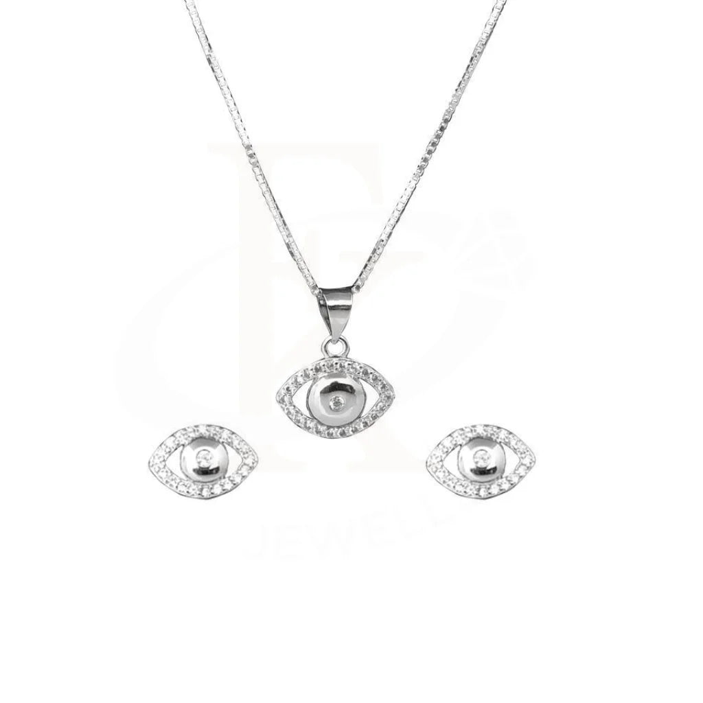 Italian Silver 925 Evil Eye Pendant Set (Necklace And Earrings) - Fkjnklst1781 Sets