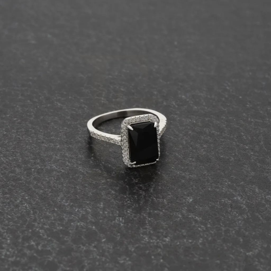 Sterling Silver 925 Faceted Black Topaz Mens Solitaire Ring - Fkjrnsl8286 Rings