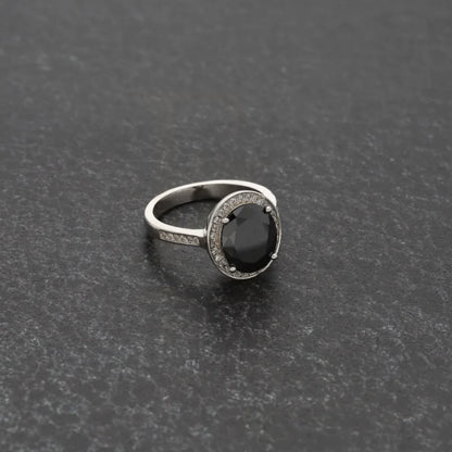 Sterling Silver 925 Faceted Black Topaz Mens Solitaire Ring - Fkjrnsl8287 Rings