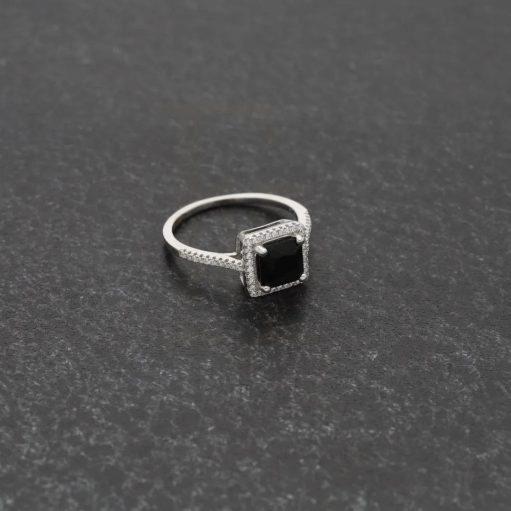 Sterling Silver 925 Faceted Black Topaz Mens Solitaire Ring - Fkjrnsl8295 Rings