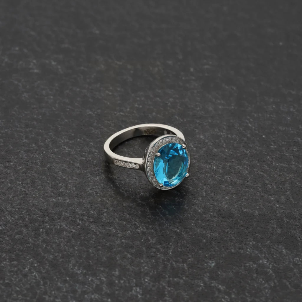 Sterling Silver 925 Faceted Blue Topaz Womens Solitaire Ring - Fkjrnsl8261 Rings