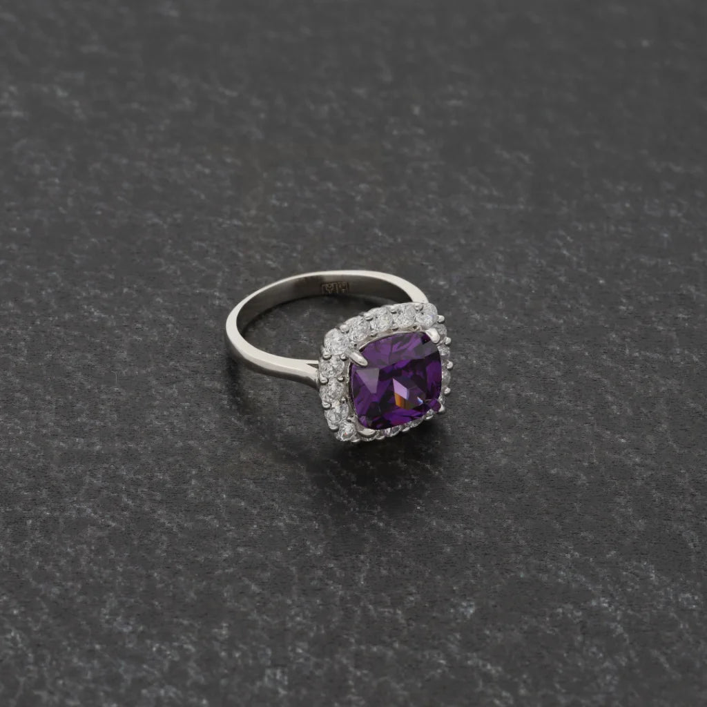 Sterling Silver 925 Faceted Purple Topaz Mens Solitaire Ring - Fkjrnsl8262 Rings