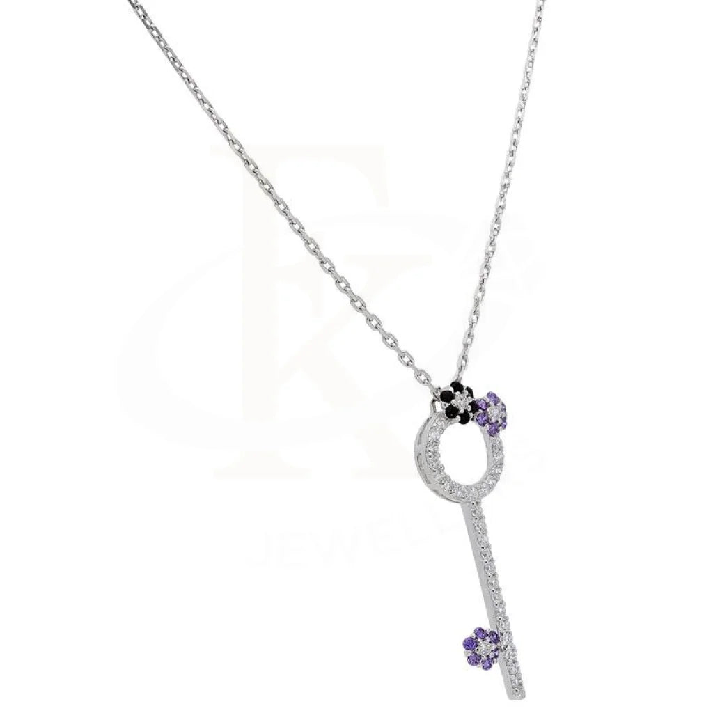 Italian Silver 925 Flower Key Necklace - Fkjnkl1888 Necklaces