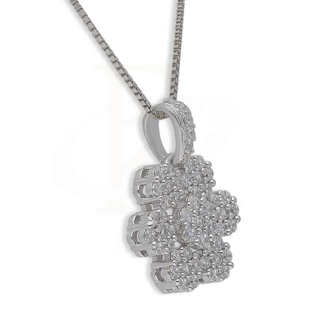 Sterling Silver 925 Flower Pendant Set (Necklace Earrings And Ring) - Fkjnklstsl2366 Sets