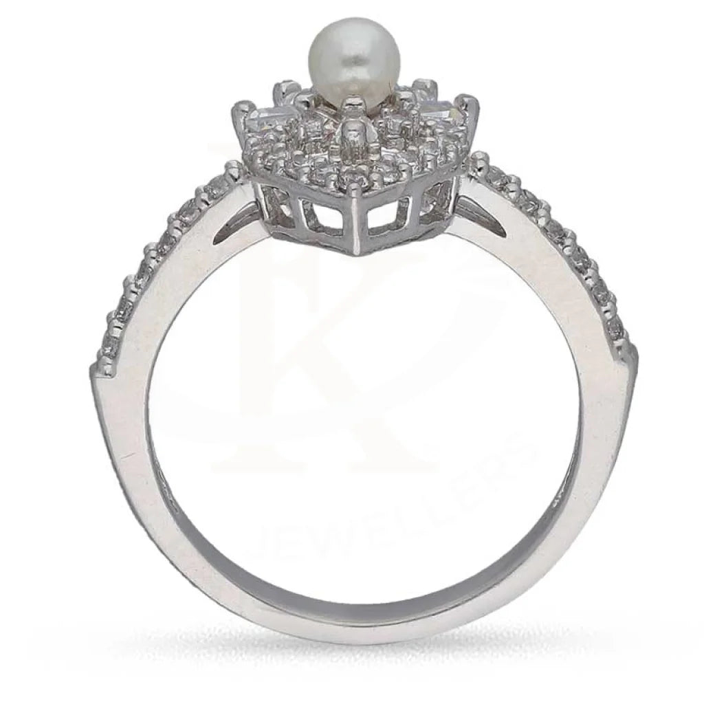 Sterling Silver 925 Flower Shaped Pearl Ring - Fkjrnsl3532 Rings