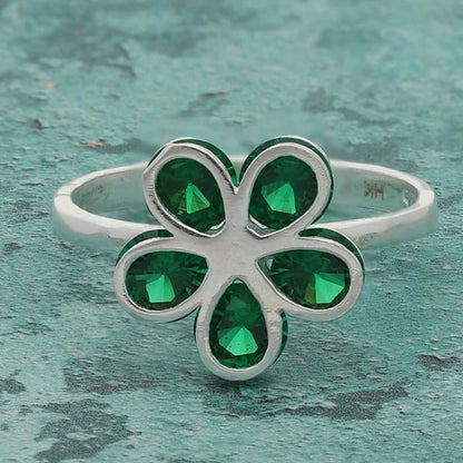 Sterling Silver 925 Flower Shaped Ring - Fkjrnsl3775 Rings