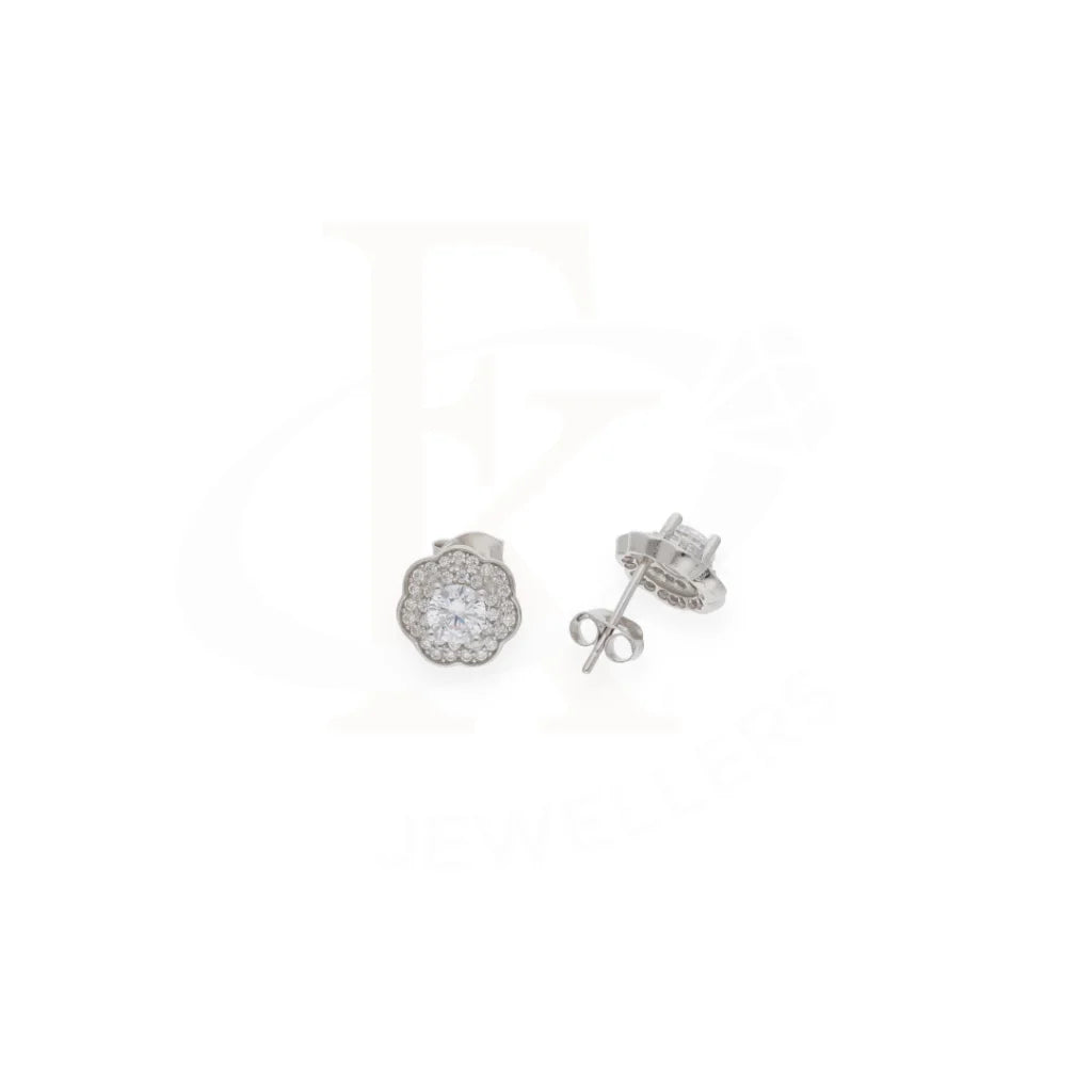 Sterling Silver 925 Flower Shaped Stud Earrings - Fkjernsl7975