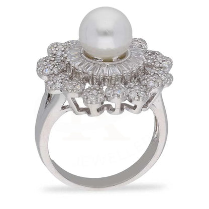 Sterling Silver 925 Flower Shaped With Pearl Ring - Fkjrnsl3652 Rings