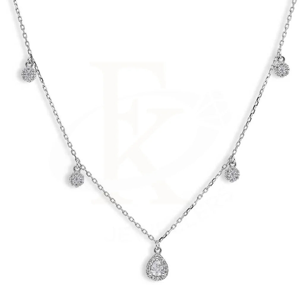 Sterling Silver 925 Flowers And Pear Shaped Necklace - Fkjnklsl2891 Necklaces