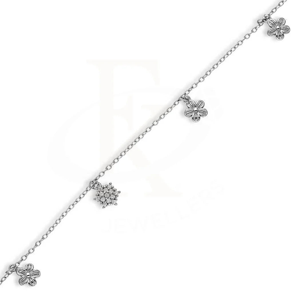 Sterling Silver 925 Flowers Shaped Anklet - Fkjanklsl2035 Anklets