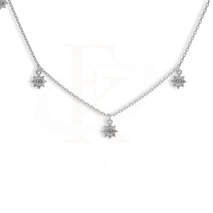 Sterling Silver 925 Flowers Shaped Solitaires Necklace - Fkjnklsl2925 Necklaces