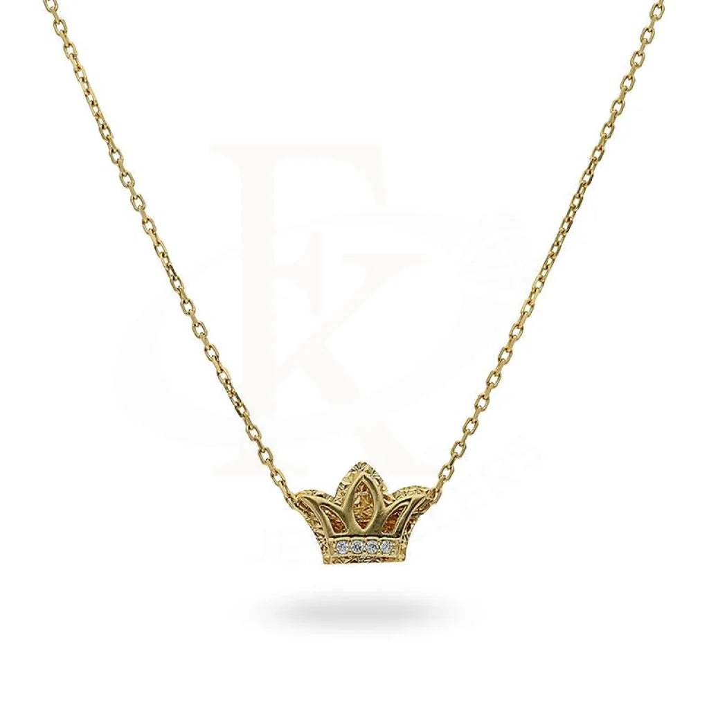 Italian Silver 925 Gold Plated Crown Necklace - Fkjnklsl2181 Necklaces