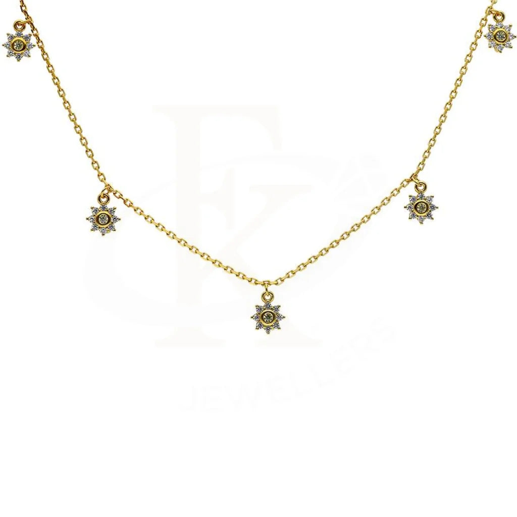 Sterling Silver 925 Gold Plated Flowers Necklace - Fkjnklsl2915 Necklaces