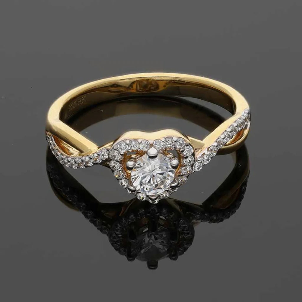 Sterling Silver 925 Gold Plated Heart Shaped Solitaire Ring - Fkjrnsl3535 Rings