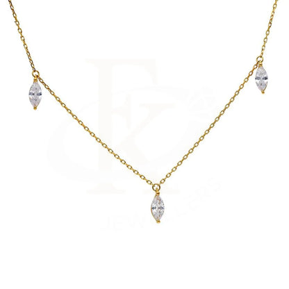 Sterling Silver 925 Gold Plated Marquise Shaped Solitaires Necklace - Fkjnklsl2918 Necklaces