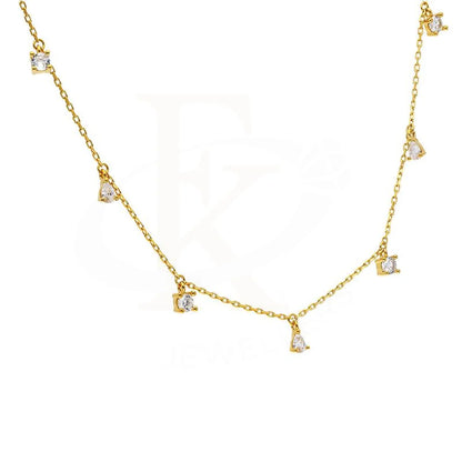 Sterling Silver 925 Gold Plated Pear And Round Shaped Solitaires Necklace - Fkjnklsl2909 Necklaces