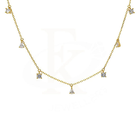 Sterling Silver 925 Gold Plated Pear And Round Shaped Solitaires Necklace - Fkjnklsl2909 Necklaces