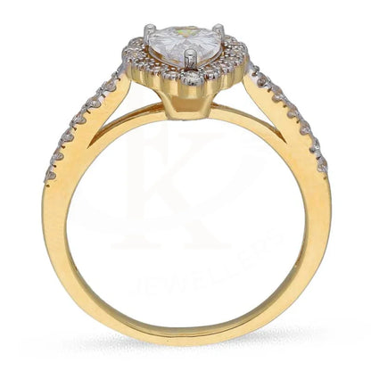 Sterling Silver 925 Gold Plated Pear Shaped Solitaire Ring - Fkjrnsl3537 Rings