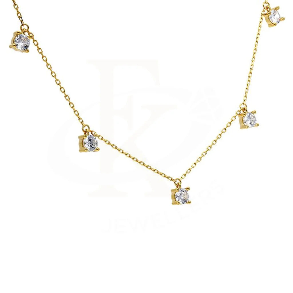 Sterling Silver 925 Gold Plated Solitaires Necklace - Fkjnklsl2911 Necklaces