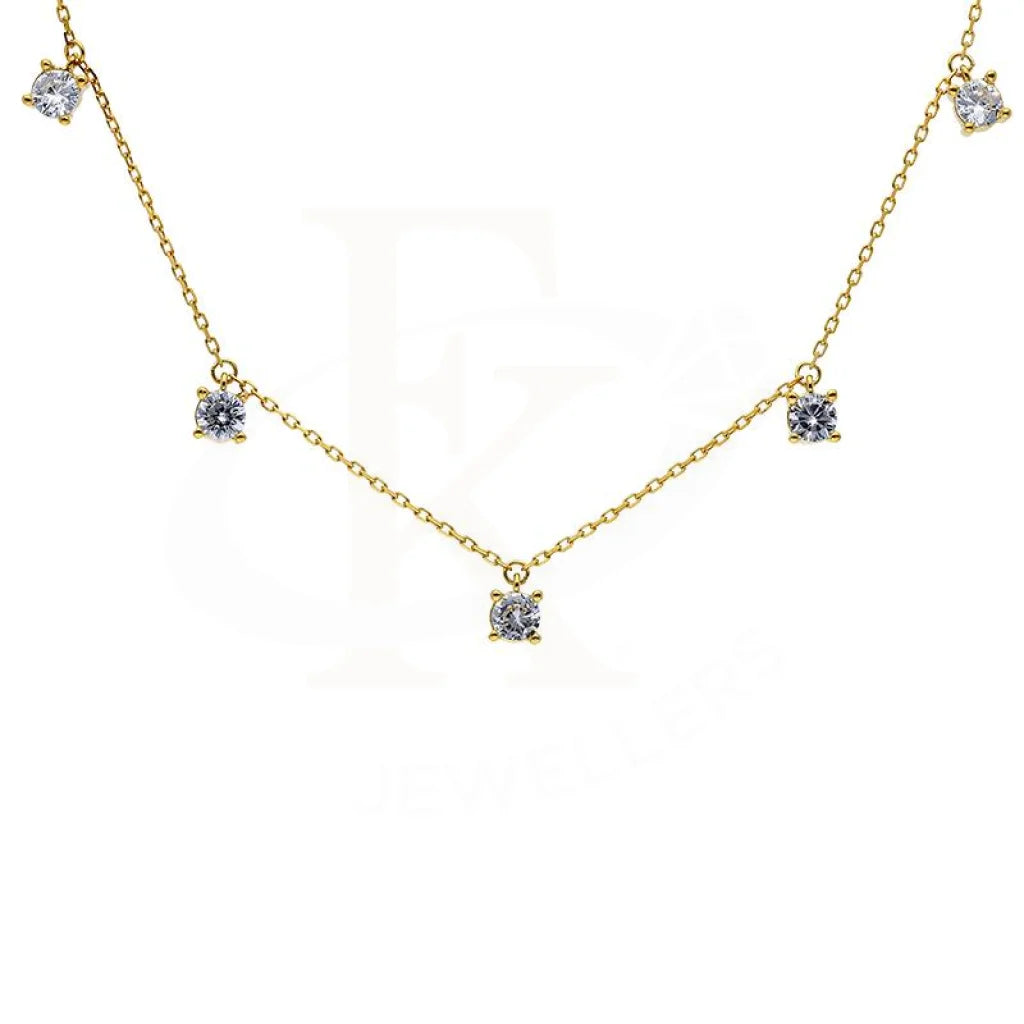 Sterling Silver 925 Gold Plated Solitaires Necklace - Fkjnklsl2911 Necklaces