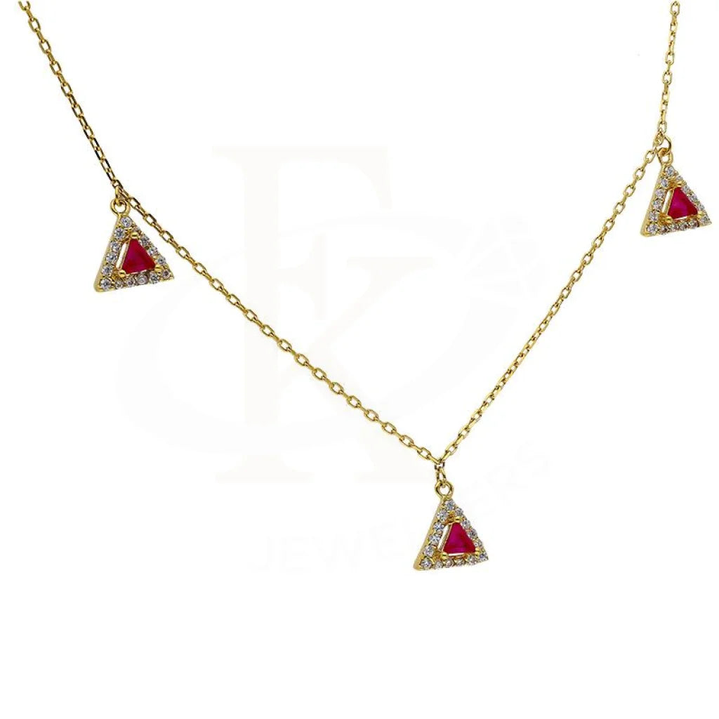 Sterling Silver 925 Gold Plated Solitaires Necklace - Fkjnklsl2916 Necklaces