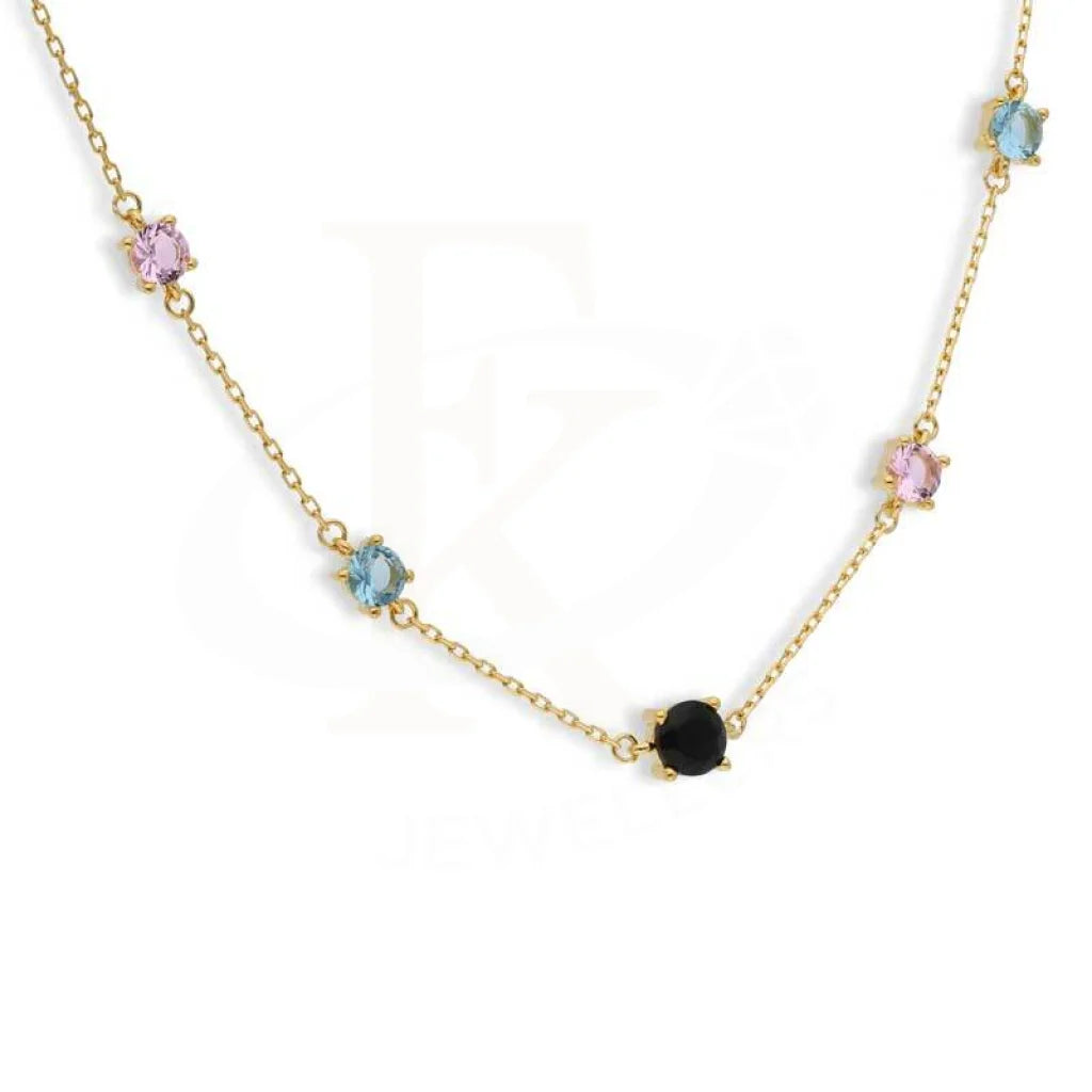 Sterling Silver 925 Gold Plated Solitaires Necklace - Fkjnklsl2931 Necklaces