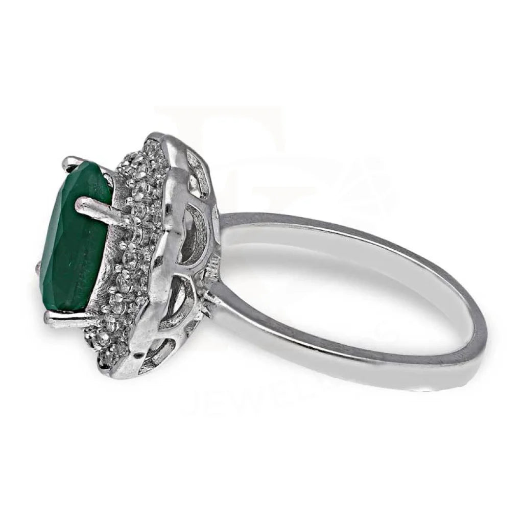 Italian Silver 925 Green Oval Shaped Solitaire Ring - Fkjrnsl3518 Rings