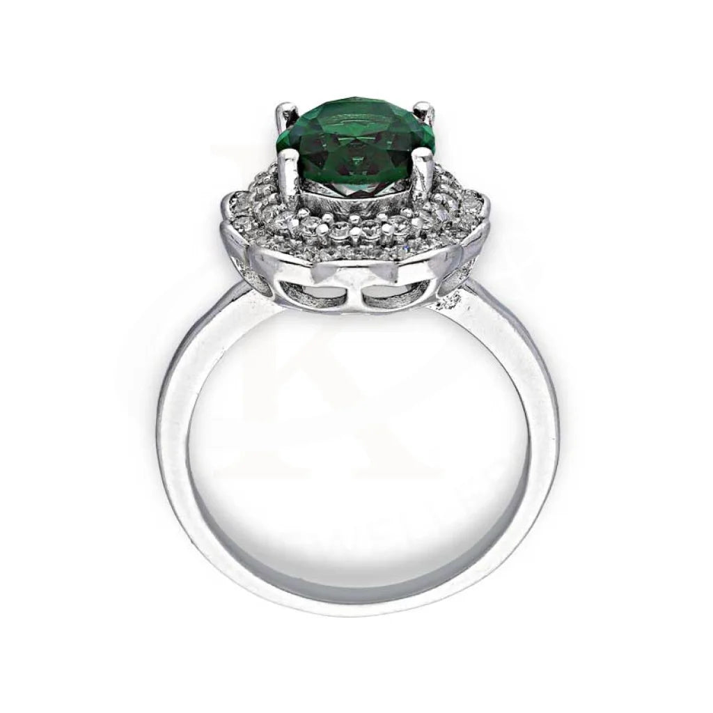 Italian Silver 925 Green Oval Shaped Solitaire Ring - Fkjrnsl3519 Rings