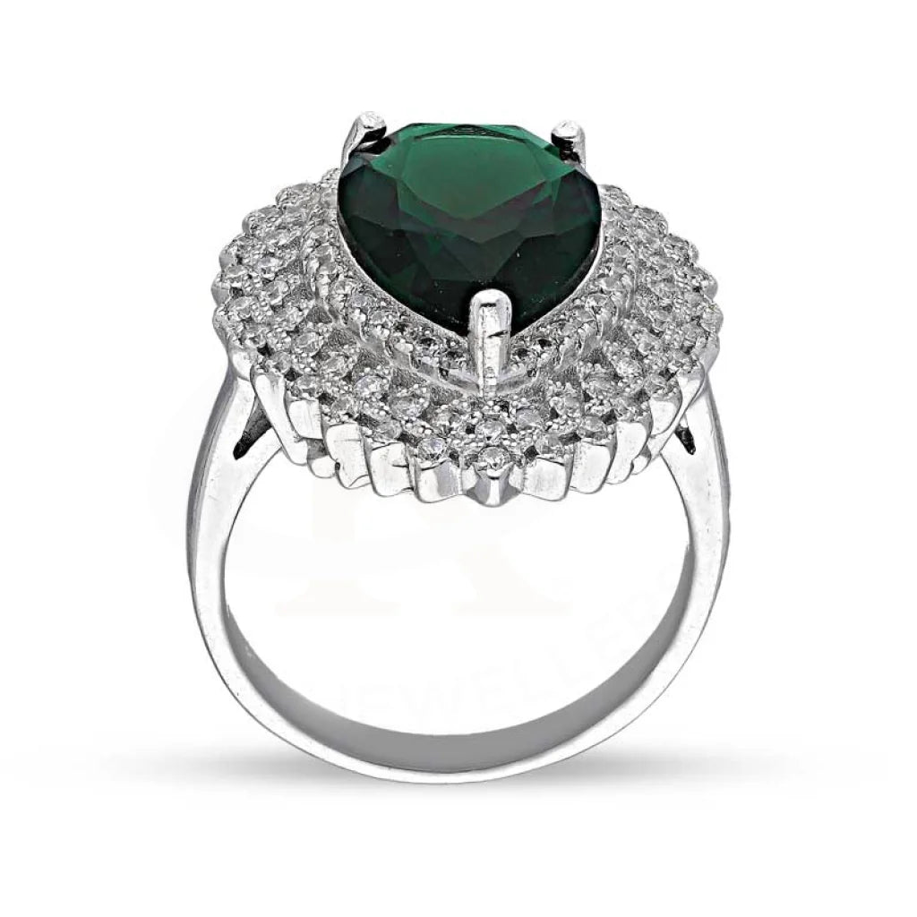 Italian Silver 925 Green Pear Shaped Solitaire Ring - Fkjrnsl3516 Rings