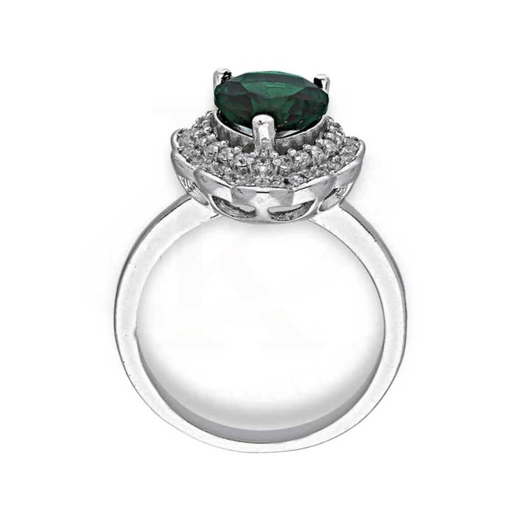 Italian Silver 925 Green Pear Shaped Solitaire Ring - Fkjrnsl3517 Rings