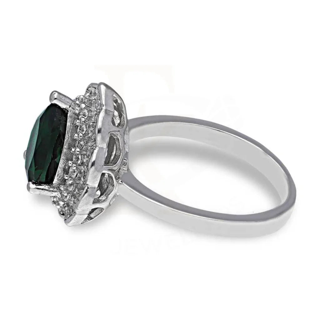 Italian Silver 925 Green Pear Shaped Solitaire Ring - Fkjrnsl3517 Rings