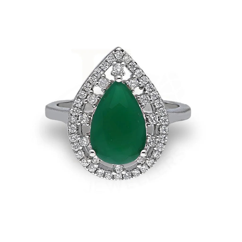 Italian Silver 925 Green Pear Shaped Solitaire Ring - Fkjrnsl3524 Rings