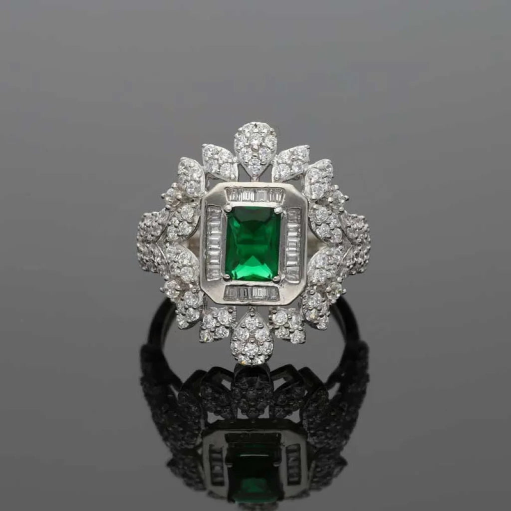 Italian Silver 925 Green Solitaire Ring - Fkjrnsl3521 Rings