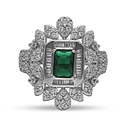 Italian Silver 925 Green Solitaire Ring - Fkjrnsl3521 Rings