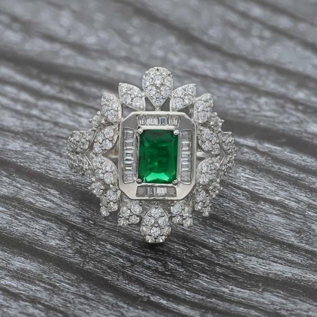 Italian Silver 925 Green Solitaire Ring - Fkjrnsl3521 Rings