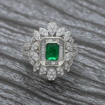 Italian Silver 925 Green Solitaire Ring - Fkjrnsl3521 Rings