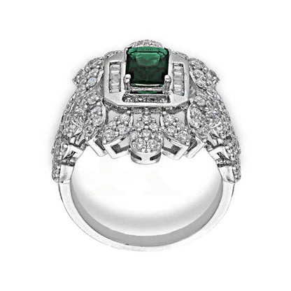 Italian Silver 925 Green Solitaire Ring - Fkjrnsl3521 Rings