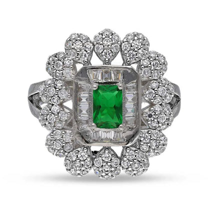 Italian Silver 925 Green Solitaire Ring - Fkjrnsl3523 Rings